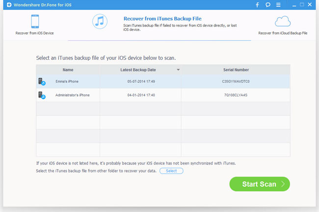 scan and extract itunes backup